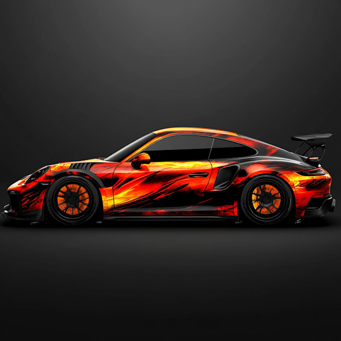 create vehicle wrap design, racing car wrap, car wrap design