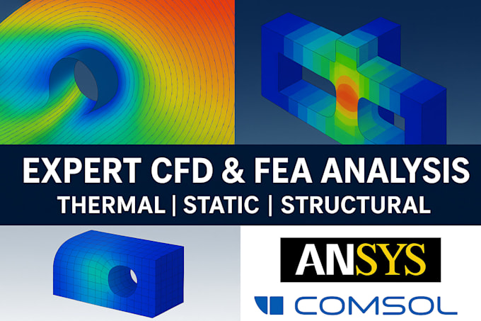 perform cfd, fea, thermal, static analysis using ansys, comsol and abaqus