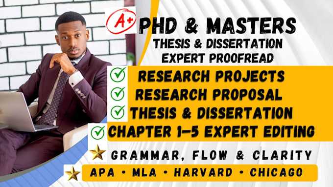 proofread and edit research proposal, thesis, dissertation for  phd and masters