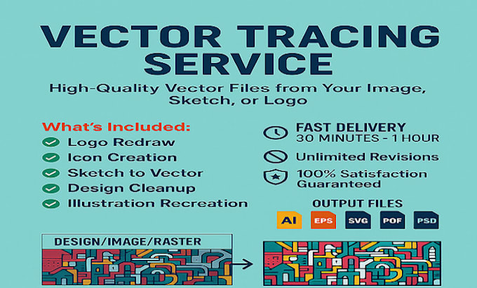 Do vector tracing convert image to vector file ai psg png pdf redraw ...
