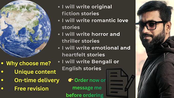 write engaging english horror or romantic stories