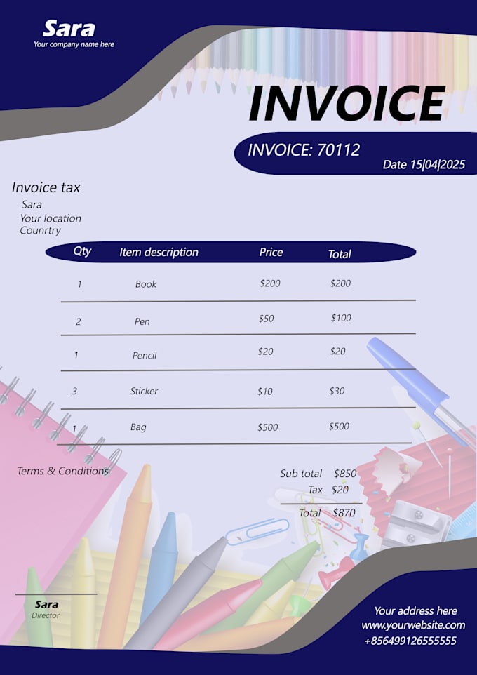 Design professional invoice template word, excel and pdf by Rismath ...