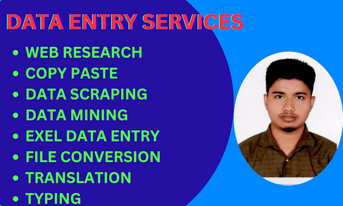 do data entry, copy paste, data scraping, data mining, web research, typing