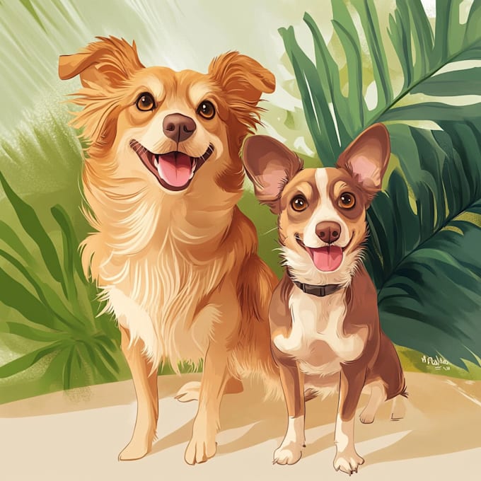 create a custom disney pet portrait illustration