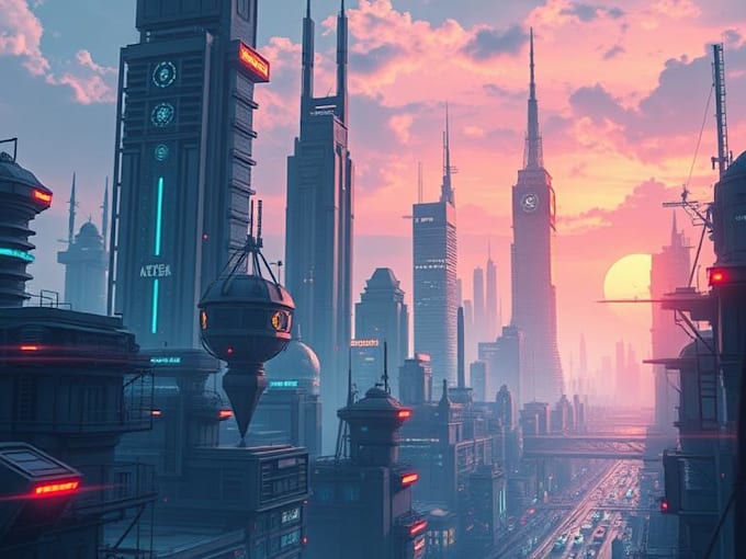 Make a science fiction city, cyberpunk concept art by Vooklaacu86 | Fiverr