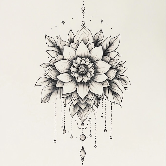 create tattoo design with mandala, flowers or custom for you