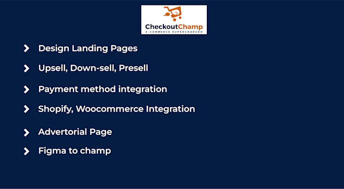 design checkout champ pages integrate shopify , woocommerce