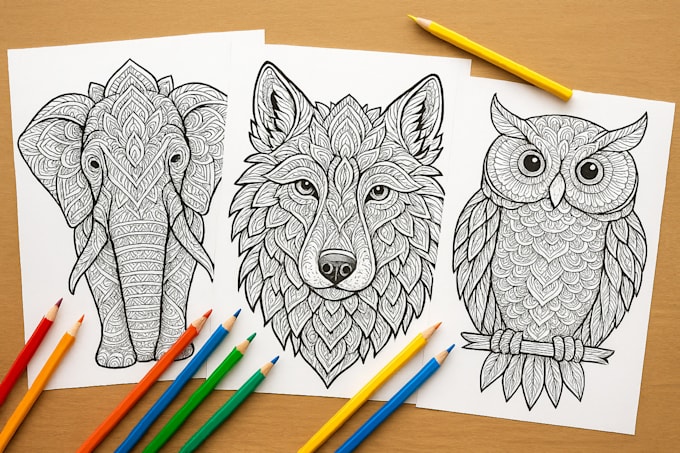 create unique mandala animal coloring books with ai