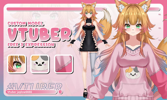 design and rigging anime style live2d vtuber model for streaming