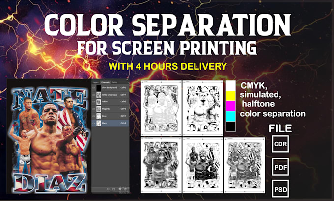 professional color separation for t shirt screen printing