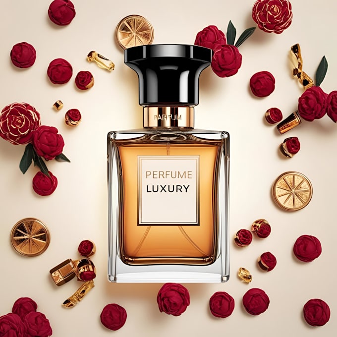 design custom 3d bottles, luxury perfume packaging, labels and logo