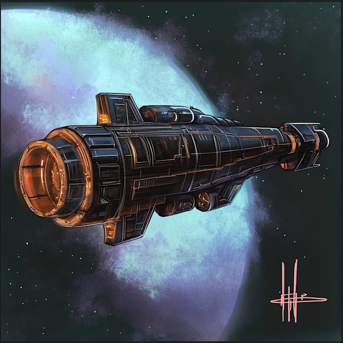 draw custom spaceship sci fi steampunk nft