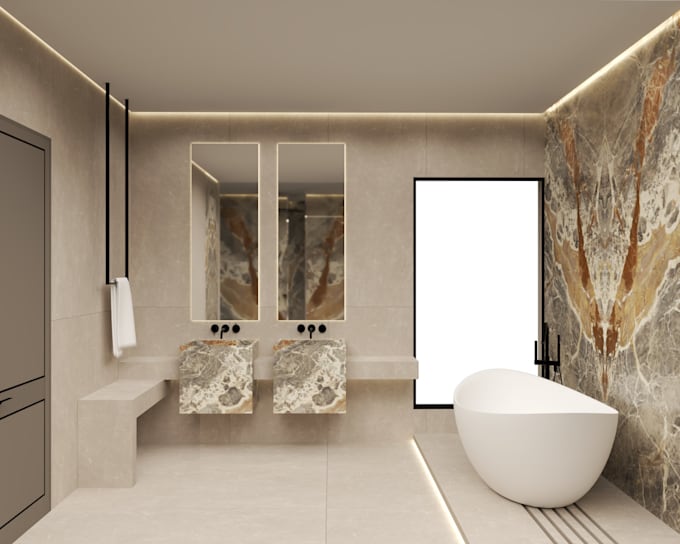 do modern bathroom interior design, 3d design and rendering