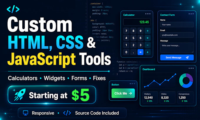 build a custom HTML tool, calculator, or web widget