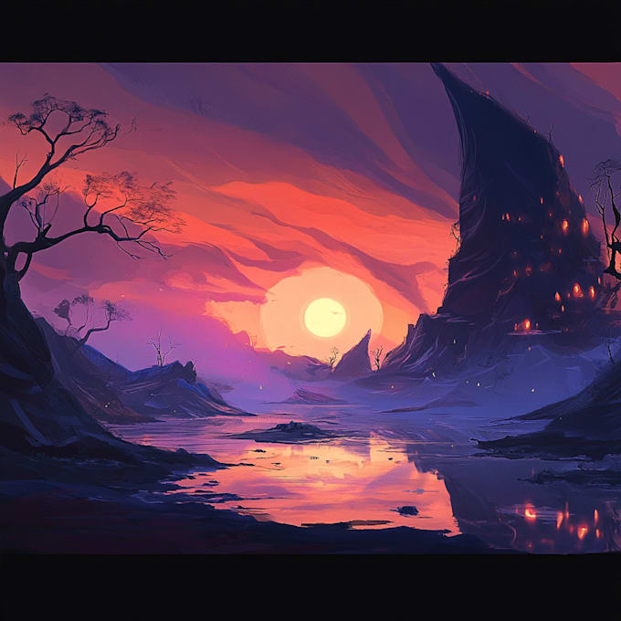 draw fantasy background and landscape