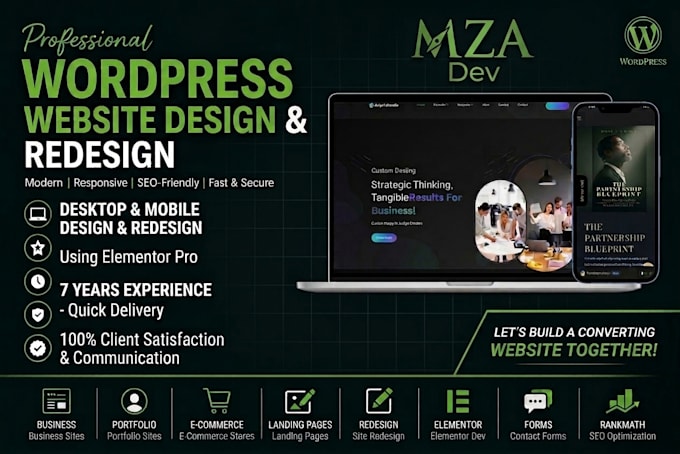 do wordpress website design and redesign with elementor pro