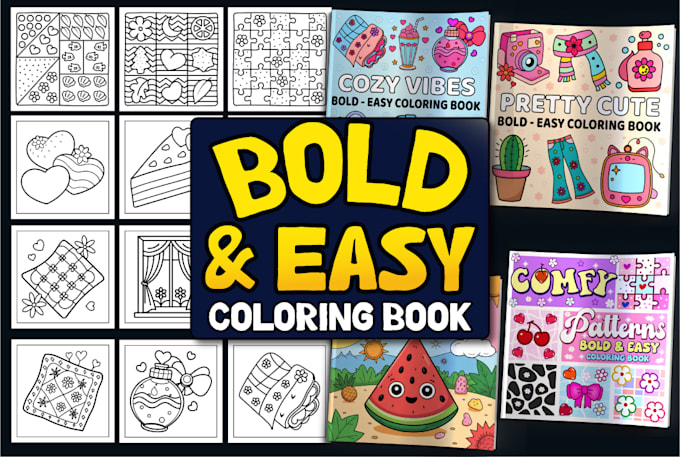 draw bold and easy coloring book for amazon kdp with a plus content
