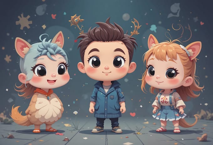 design cute vector cartoon characters for animation