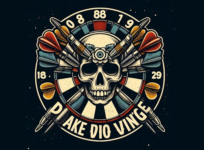make custom vintage skull darts logo