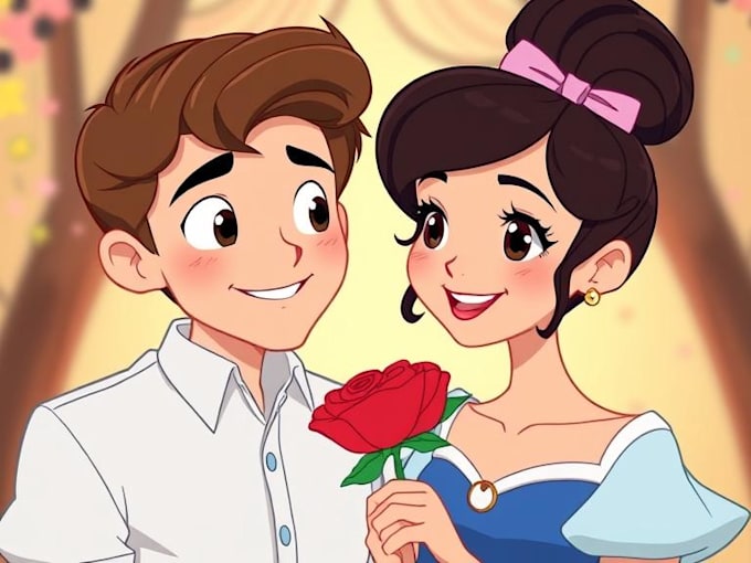 make cartoon disney couple portrait