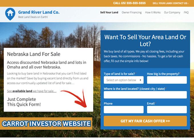 Create investor carrot real estate landing page website by Murbeth Fiverr