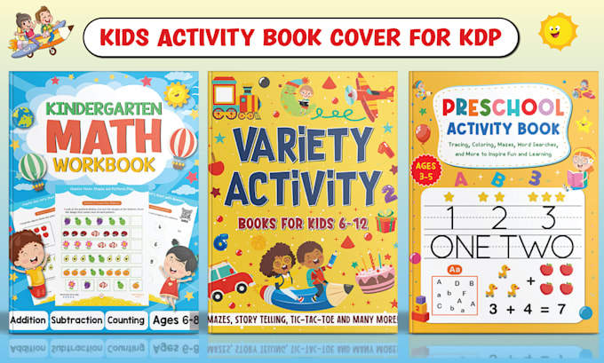 design fun kids activity book math workbook for KDP