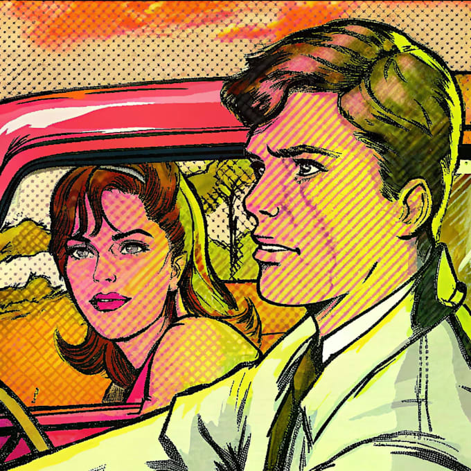 draw in comic style and retro colors
