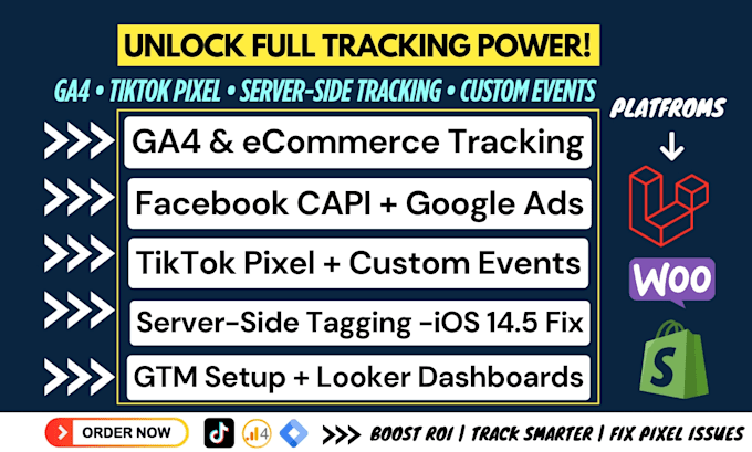 setup tiktok pixel, ga4, and serverside tracking for clear data accuracy