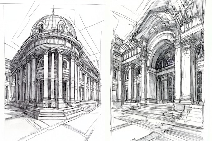 draw architectural sketches exterior