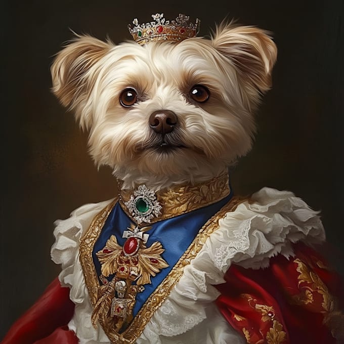 create custom royal pet portrait in high quality