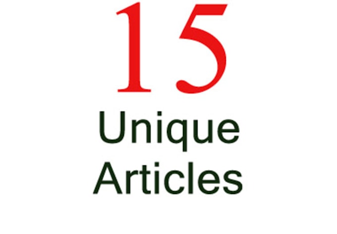 provide you with 15 UNIQUE Articles on any Given Topic/Niche/Keyword