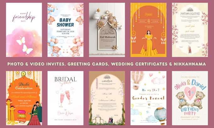 design elegant nikkahnamas, e invites, greeting cards, and wedding certificates