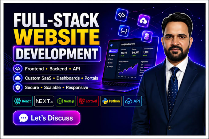 develop custom website frontend and backend, API as full stack developer