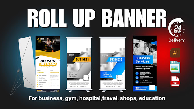 do roll up banner, retractable, x stand banner design for printing