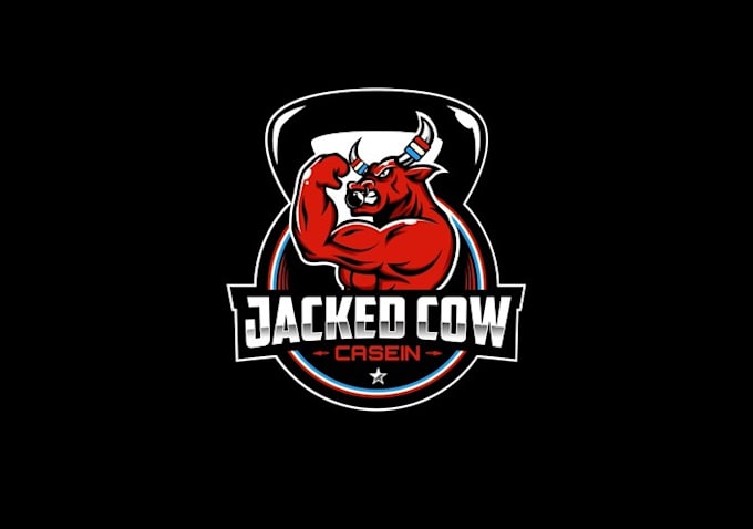 design muscle needed off jacked cow logo