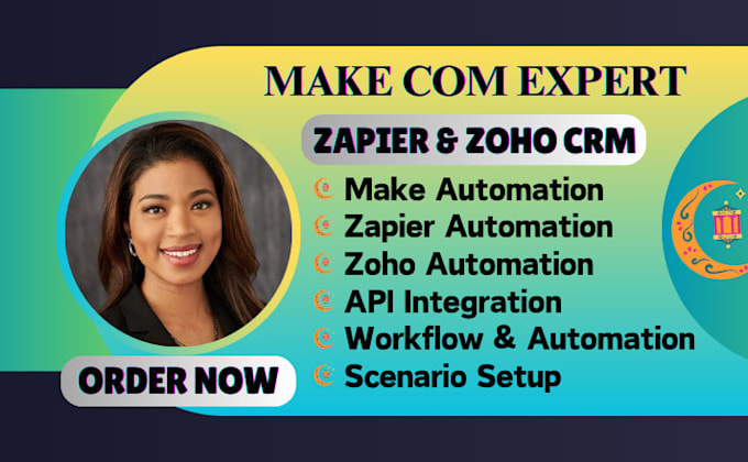 automate workflow using make, zoho crm, zapier integration, hubspot api