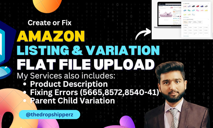 fix or create amazon product listing or parent child variation listing