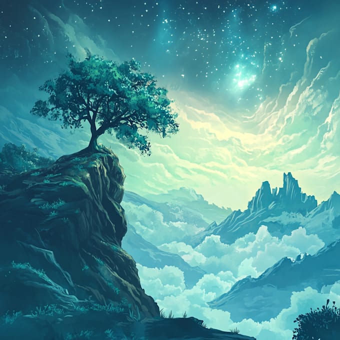 create stunning fantasy landscape, background illustration