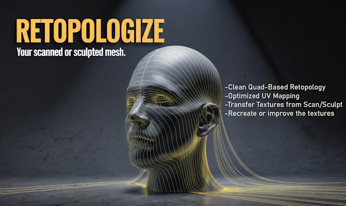 do clean quad retopology for your 3d model or scan