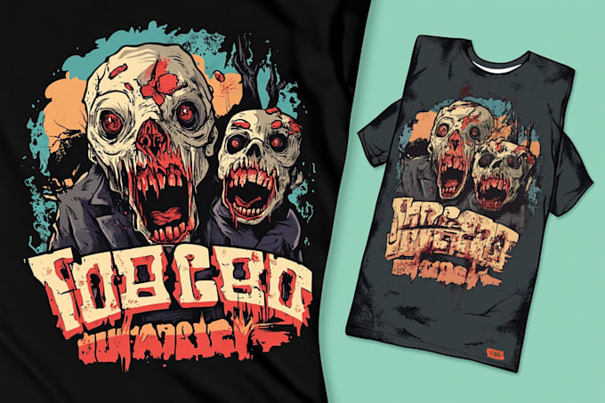 draw horror cartoon tshirt design in retro vintage style