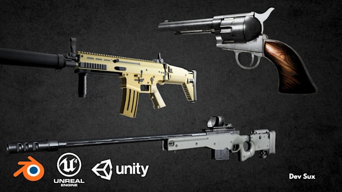 Create realistic 3d gun assets for games and films by Starman783 | Fiverr