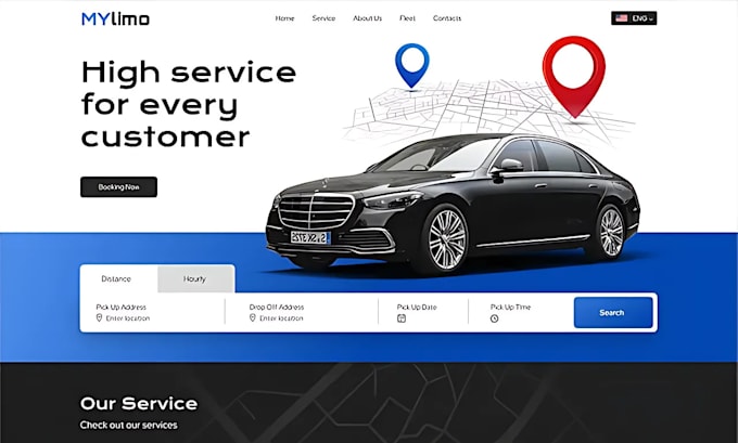 Design chauffeur website taxi booking website limousine website using