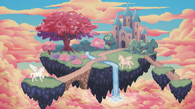draw pixel art background and scene for your game