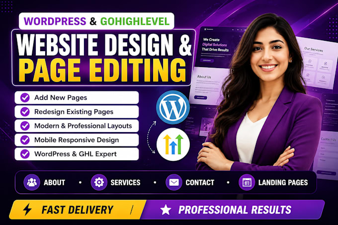 update your website or add new pages in wordpress or ghl