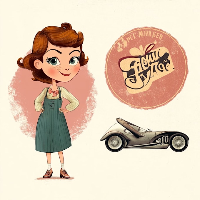 create retro vintage cartoon character illustration
