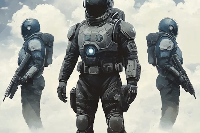 design a game character art or sci fi character illustration