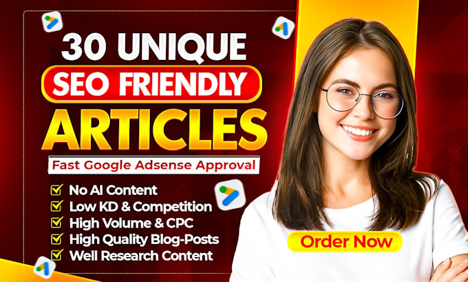 write 30 SEO friendly blog and articles for google adsense approval
