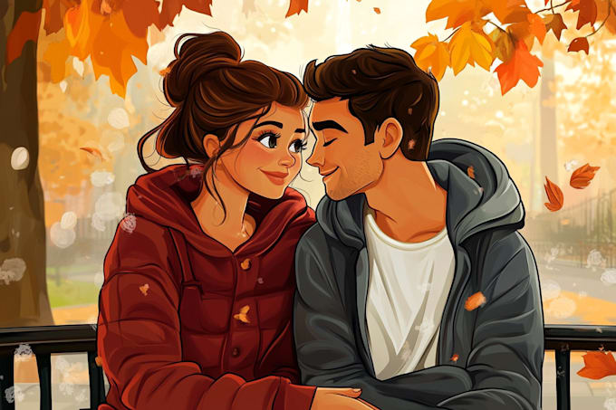 drawing a cartoon disney couple portrait