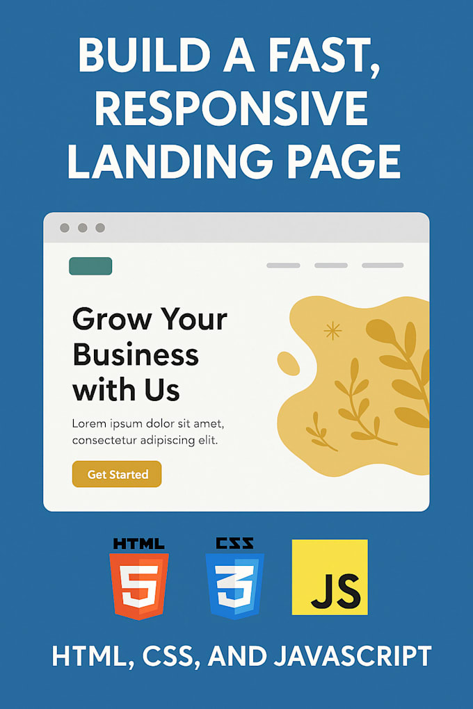 build responsive landing page with HTML, CSS, and javascript