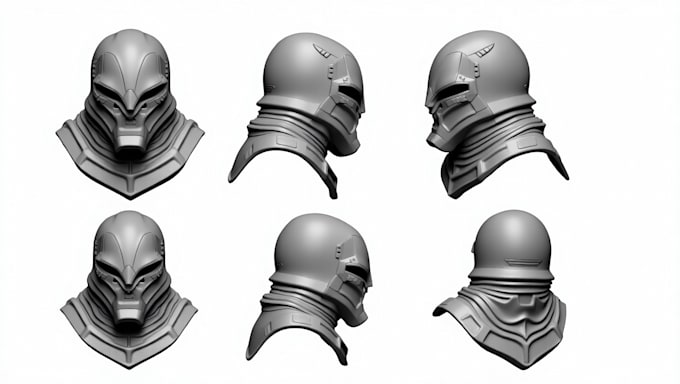 sculpt 3d helmet, printable 3d cosplay model, custom 3d mask stl for 3d printing